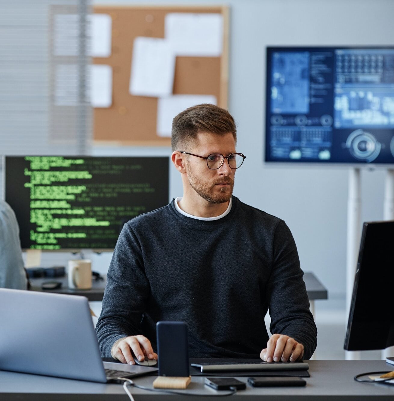 Man Working in IT Company Office